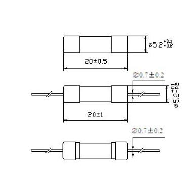 Fusible de tube en verre 5 * 20 capacité de rupture évaluée 150A Rt1-20 (E)